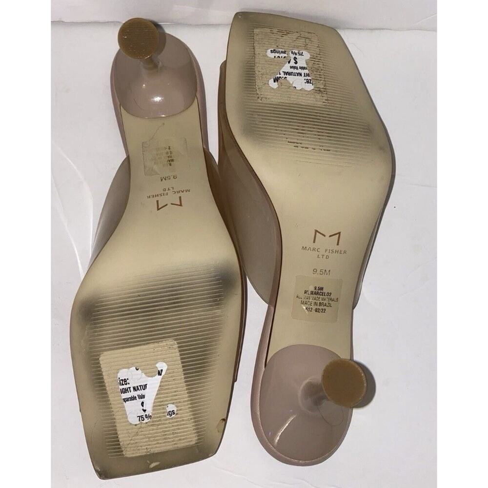 Marc Fisher LTD Marcelo2 Clear Strap Heels 9.5 Nude Square Toe Mule Minimalist - Picture 5 of 7